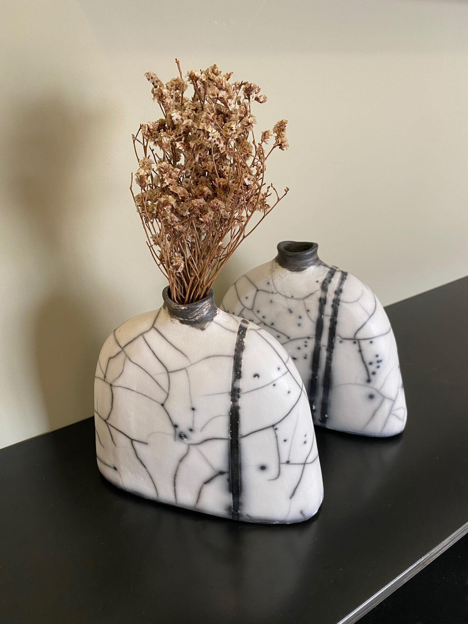 IMG_8207 Raku Striped Vaze – תמונה 1